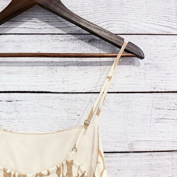 Anthropologie Abel the Label Tan White Tropical Floral Maxi Dress Resort large - Picture 6 of 11